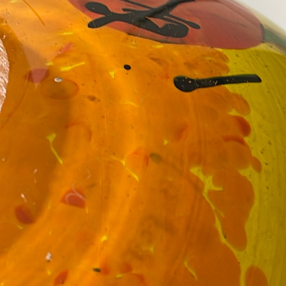 Handmade Blown Glass Bowl Vase Yellow Multi Big - Picture 8 of 8